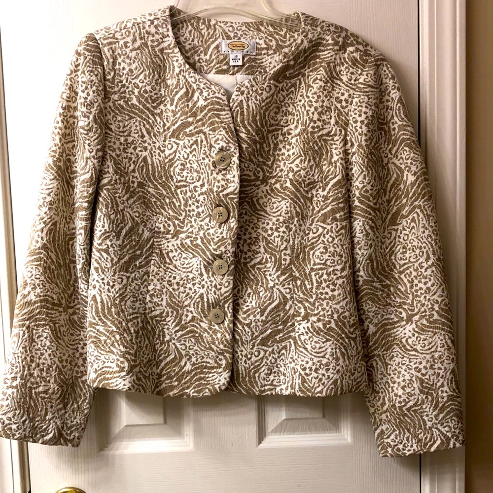 Talbots taupe and ivory blazer